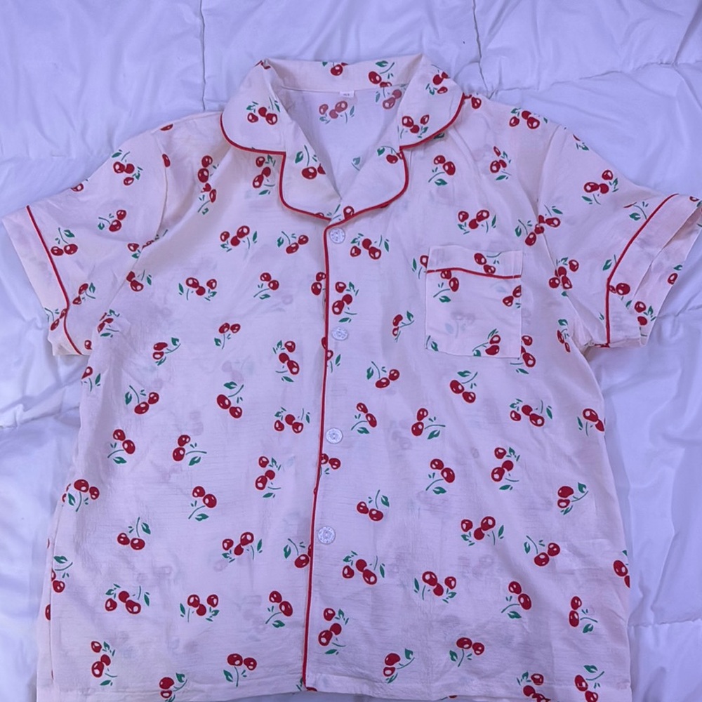 Cherry Print Pajama Top